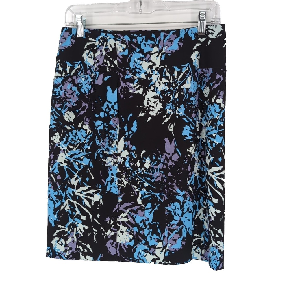 Lysse Women's Black/Blue /Purple/White Floral Pencil Skirt Size Medium